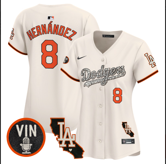 Women Los Angeles Dodgers #8 Hernandez 2025 cream Limited Stitched Jersey